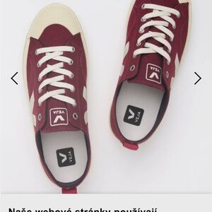 Veja Maroon and Cream Canvas Sneakers